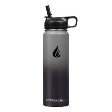 HYDRO CELL Stainless Steel Insulated Water Bottle with Straw - For Cold & Hot Drinks - Metal Vacuum ...