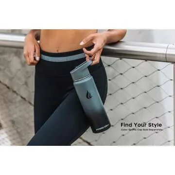 HYDRO CELL Stainless Steel Insulated Water Bottle with Straw - For Cold & Hot Drinks - Metal Vacuum Flask with Screw Cap and Modern Leakproof Sport Thermos for Kids & Adults (Graphite/Black 24oz)