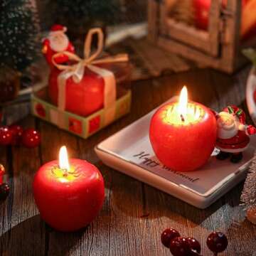 Tondiamo 12 Pcs 12 Pcs Apple Candle Christmas Artificial Creative Apple Shaped Candle Gifts for Women 3D Apple Shape Party Wax Candle Gifts for Birthday Christmas Party Home Table Decor Mother Gift
