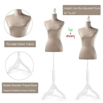 HOMBOUR Adjustable Female Dress Form Mannequin for Display