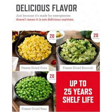 READYWISE - Freeze Dried Vegetables, 72 Servings, 3 Box Kit, MRE, for Food Storage, Emergency Kit, Hurricane Preparedness Items, Hiking, Camping Essentials, 25-Year Shelf Life, Freeze Dried