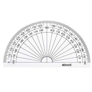 EBOOT 50 Pcs Math Protractors Plastic Protractor 180 Degrees, 4 Inches(Clear)