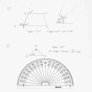 EBOOT 50 Pcs Math Protractors Plastic Protractor 180 Degrees, 4 Inches(Clear)