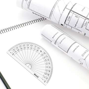 EBOOT 50 Pcs Math Protractors Plastic Protractor 180 Degrees, 4 Inches(Clear)