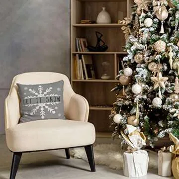 Glaring Christmas Pillow Covers 18x18 Set of 4 Farmhouse Christmas Decorations Merry Tree Joy Let It Snow FA La La Winter Holiday Decor Throw Cushion Case for Home Couch