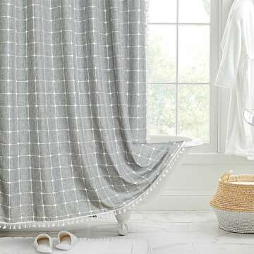 Plaid Waterproof Shower Curtain - Easy to Clean & Stylish