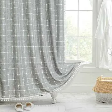 Plaid Waterproof Shower Curtain - Easy to Clean & Stylish