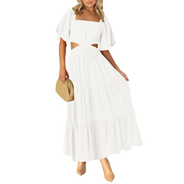 LEANI Women's Summer Flowy Maxi Dress with Cut Out