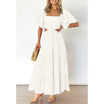 LEANI Women's Summer Flowy Maxi Dress with Cut Out