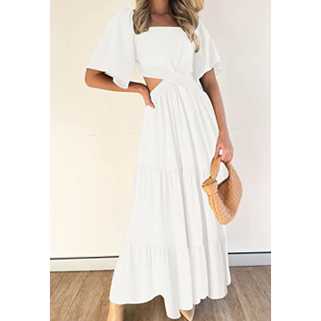 LEANI Women's Summer Flowy Maxi Dress with Cut Out