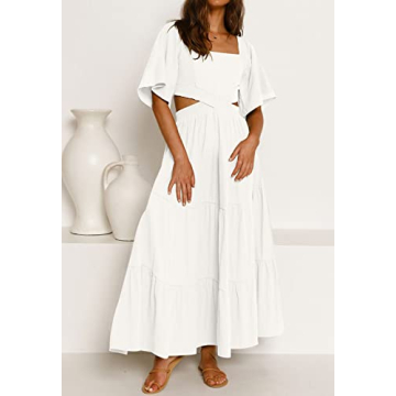 LEANI Women's Summer Flowy Maxi Dress with Cut Out