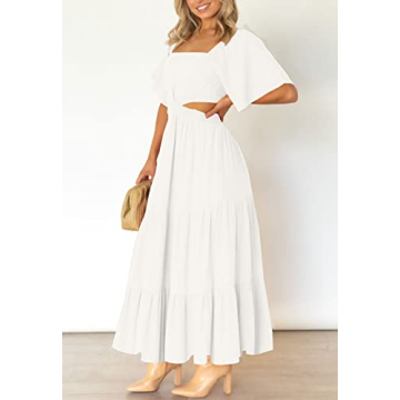 LEANI Women's Summer Flowy Maxi Dress with Cut Out