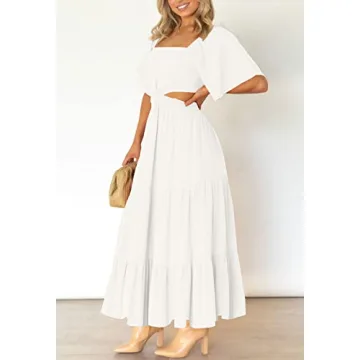 LEANI Women's Summer Flowy Maxi Dress with Cut Out