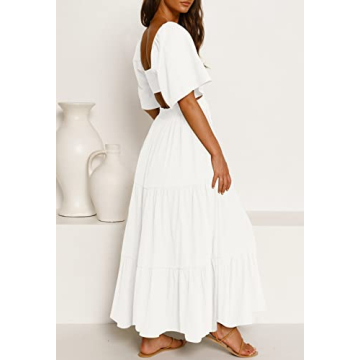 LEANI Women's Summer Flowy Maxi Dress with Cut Out