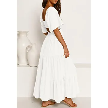 LEANI Women's Summer Flowy Maxi Dress with Cut Out