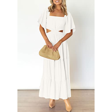 LEANI Women's Summer Flowy Maxi Dress with Cut Out