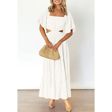 LEANI Women's Summer Flowy Maxi Dress with Cut Out