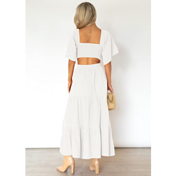 LEANI Women's Summer Flowy Maxi Dress with Cut Out