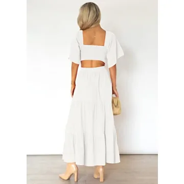 LEANI Women's Summer Flowy Maxi Dress with Cut Out