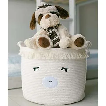 Cute Lamb Woven Baby Basket for Nursery - Toy Storage