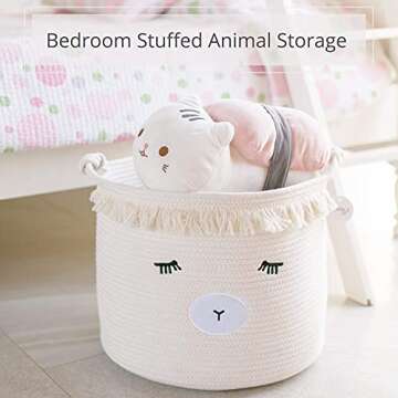 Woven Baby Basket for Nursery - Cute Lamb Baby Laundry Basket for Blankets, Stuffed Animal Toy Basket Storage with Handles, Large Decorative Baby Hamper Basket for Organizing Baby Shower