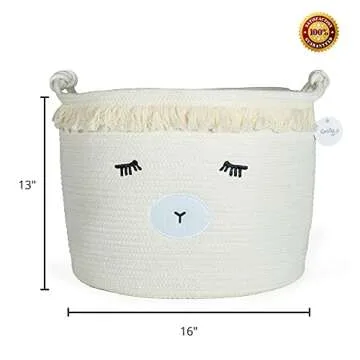 Cute Lamb Woven Baby Basket for Nursery - Toy Storage