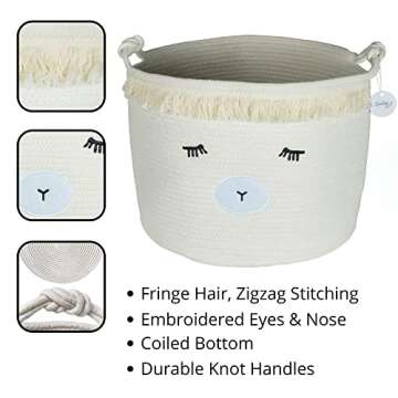 Woven Baby Basket for Nursery - Cute Lamb Baby Laundry Basket for Blankets, Stuffed Animal Toy Basket Storage with Handles, Large Decorative Baby Hamper Basket for Organizing Baby Shower