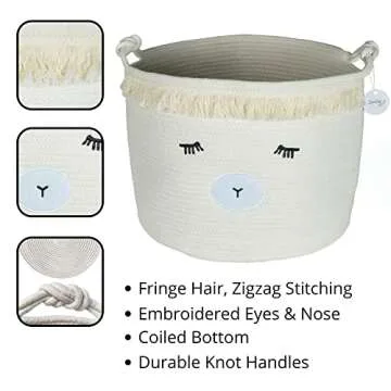 Cute Lamb Woven Baby Basket for Nursery - Toy Storage