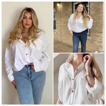 Versatile HOTOUCH White Button Down Shirt for Women