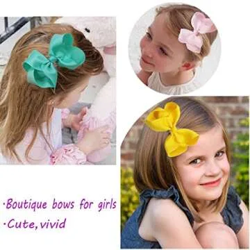 40 Colors Hair Bows for Girls 4.5inch Boutique Grosgrain Ribbon Bows Alligator Hair Clips Hair Accessories for Baby Girls Toddlers Kids Children Teens