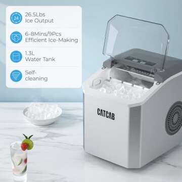 Ice Makers Countertop Ice Maker Machine, 26.5Lbs/24H, 9 Cubes in 6-8 Mins, 2 Sizes of Bullet Ice, Se...