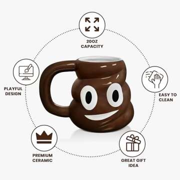 Kovot Poop Novelty Coffee Cup - 20oz, Brown - Whimsical Ceramic Mug for a Playful Morning Brew