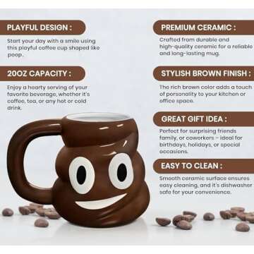 Kovot Poop Novelty Coffee Cup - 20oz, Brown - Whimsical Ceramic Mug for a Playful Morning Brew