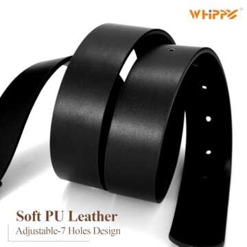 WHIPPY Women Leather Belts for Jeans Pants Ladies Simple Casual Belts with Solid Pin Buckle C-Black M