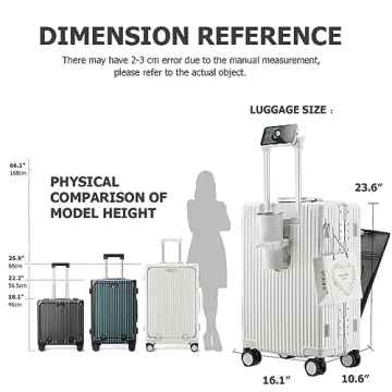Feilario 24in Spinner Luggage with USB Port & Cup Holder