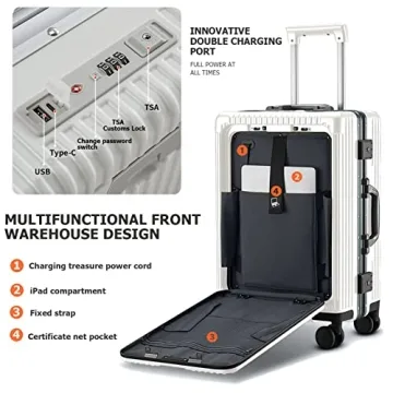 Feilario 24in Spinner Luggage with USB Port & Cup Holder