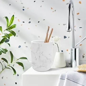 Elegant Polyresin Toothbrush Holder for Marble Style Bathrooms