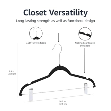 Amazon Basics Velvet Non-Slip Closet Hangers Pack of 24
