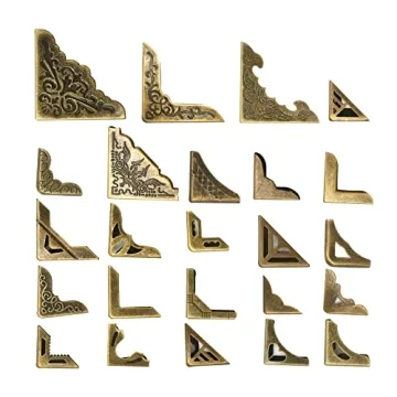 Aynaxcol 96PCS Vintage Metal Book Corner Protector Set - 24 Styles for DIY Projects