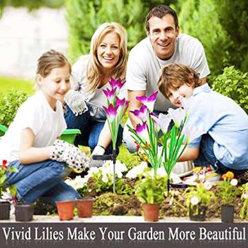 Outdoor Solar Lights – Decorative LED Flowers – Pack of 2 Solar Lilies Patio Décor – Purple & White Solar Powered Garden Decoration Lights -Backyard Lighting – Waterproof Lily Flower (Lily Flower)