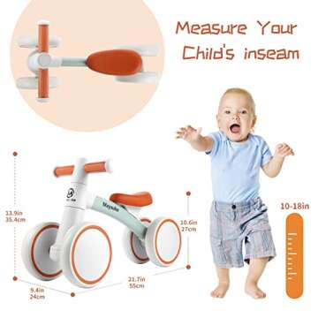 Maysuke Baby Balance Bike Toys for 1 Year Old Boys and Girls Gifts, Toddler Bike 10-24 Month First Birthday Gift with 4 Wheels, No Pedal (Green)