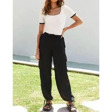 ZESICA Women's Short Sleeve Color Block Cropped Top