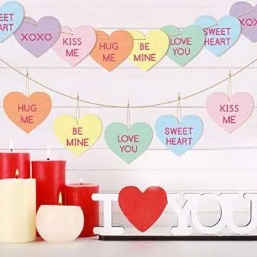Whaline 36Pcs Wooden Heart Ornaments for Valentine's Day