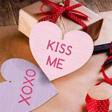 Whaline 36Pcs Wooden Heart Ornaments for Valentine's Day