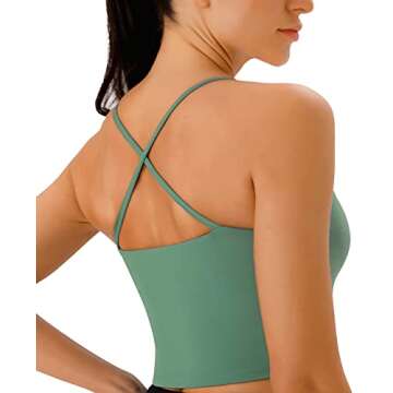 Workout Tops for Women Longline Sports Bra Womens Crop Top with Built in Bra Padded Gym Cropped Tank Tops(Mint,L