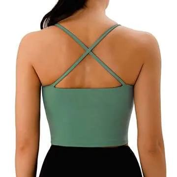 Workout Tops for Women Longline Sports Bra Womens Crop Top with Built in Bra Padded Gym Cropped Tank Tops(Mint,L