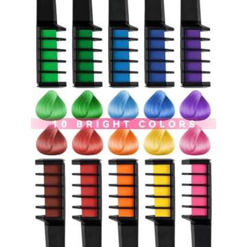 Kalolary 10 Color Temporary Hair Chalk Comb Set, Washable Hair Dye for Girls Kids Gifts on Birthday Cosplay Party for Age 4 5 6 7 8 9 10 12 13