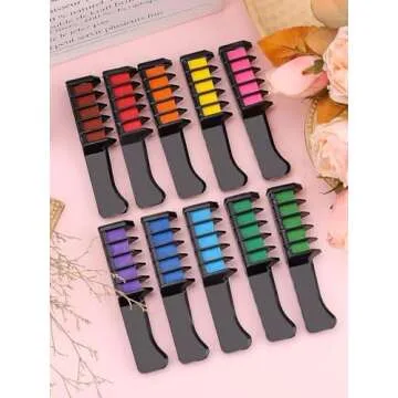Kalolary 10 Color Temporary Hair Chalk Comb Set, Washable Hair Dye for Girls Kids Gifts on Birthday Cosplay Party for Age 4 5 6 7 8 9 10 12 13
