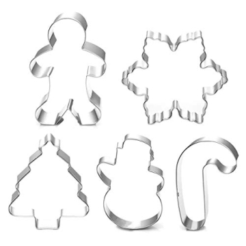 5 Piece Christmas Cookie Cutter Set for Holiday Baking