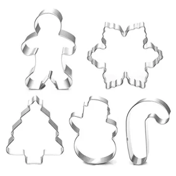 Christmas Cookie Cutter Set - 5 Fun Holiday Shapes for Baking
